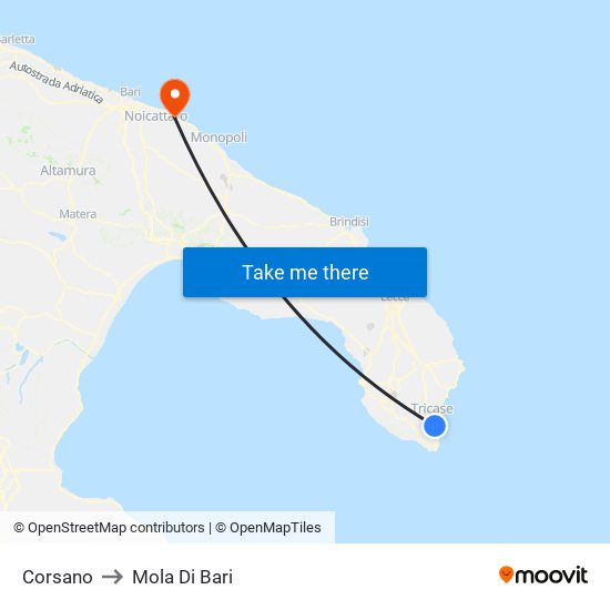 Corsano to Mola Di Bari map