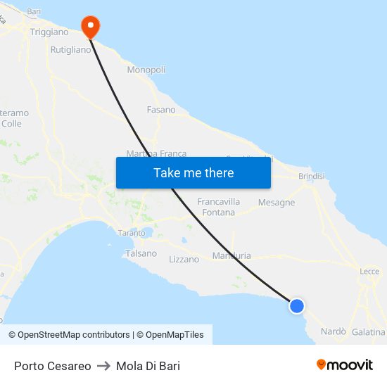 Porto Cesareo to Mola Di Bari map