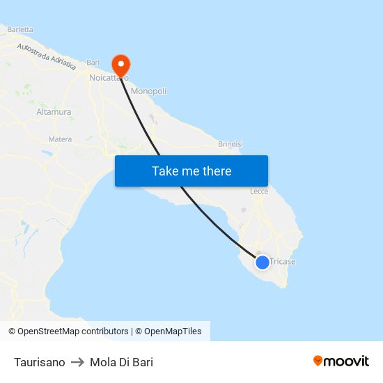 Taurisano to Mola Di Bari map
