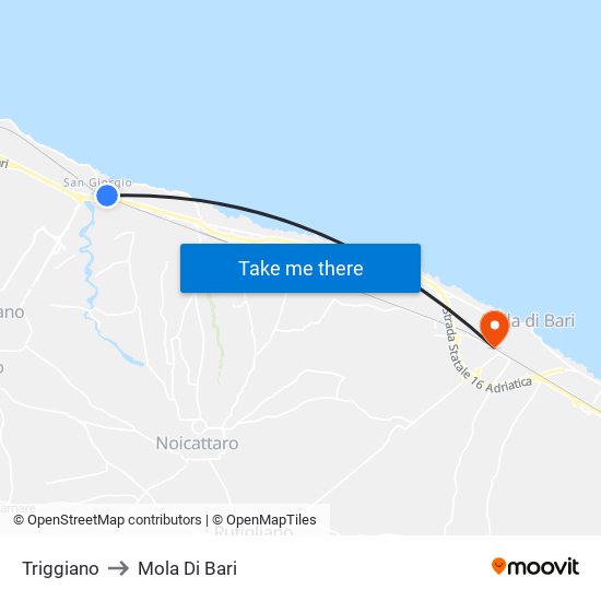 Triggiano to Mola Di Bari map