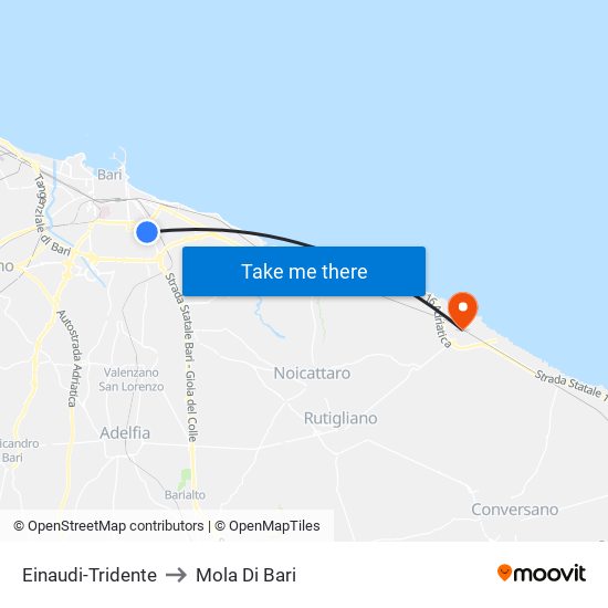 Einaudi-Tridente to Mola Di Bari map