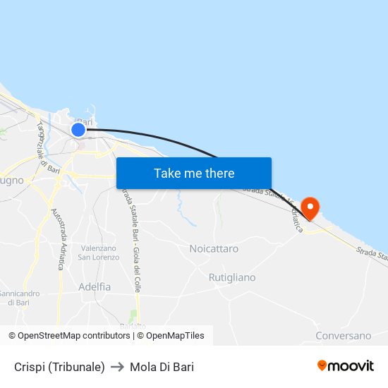 Crispi (Tribunale) to Mola Di Bari map