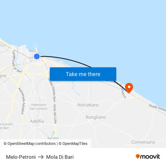 Melo-Petroni to Mola Di Bari map