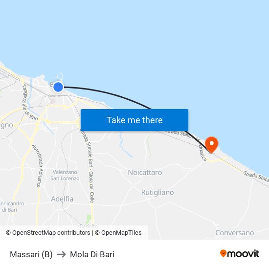 Massari (B) to Mola Di Bari map