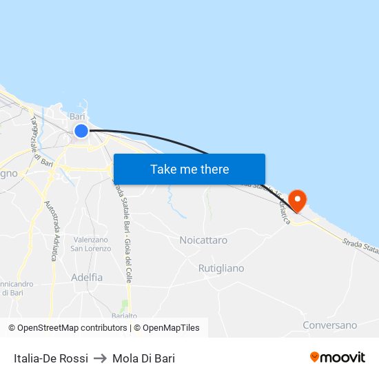 Italia-De Rossi to Mola Di Bari map