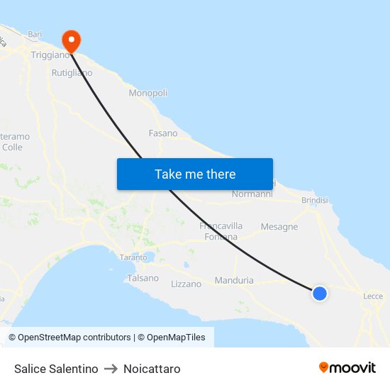 Salice Salentino to Noicattaro map