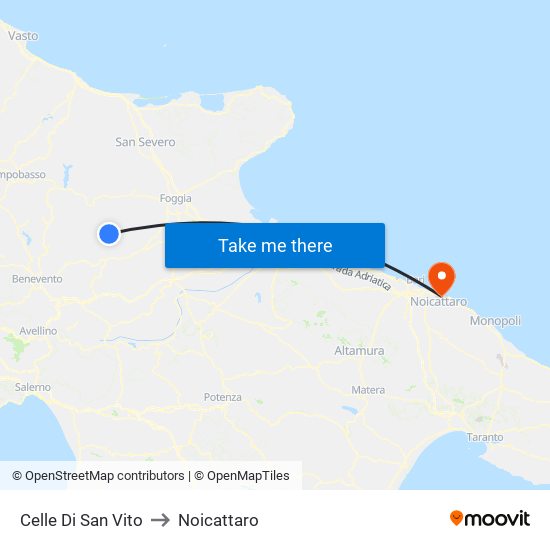 Celle Di San Vito to Noicattaro map