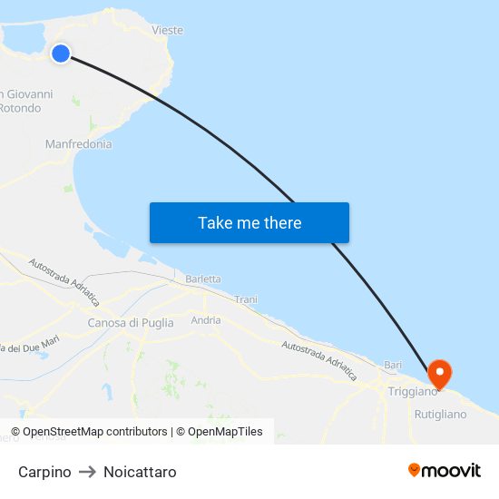 Carpino to Noicattaro map
