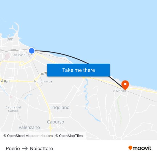 Poerio to Noicattaro map