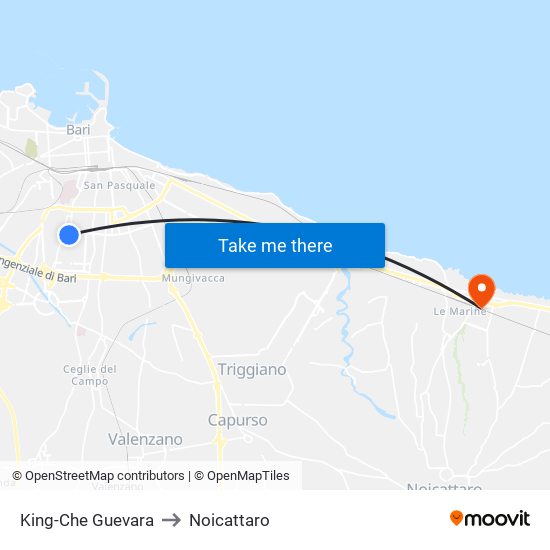 King-Che Guevara to Noicattaro map