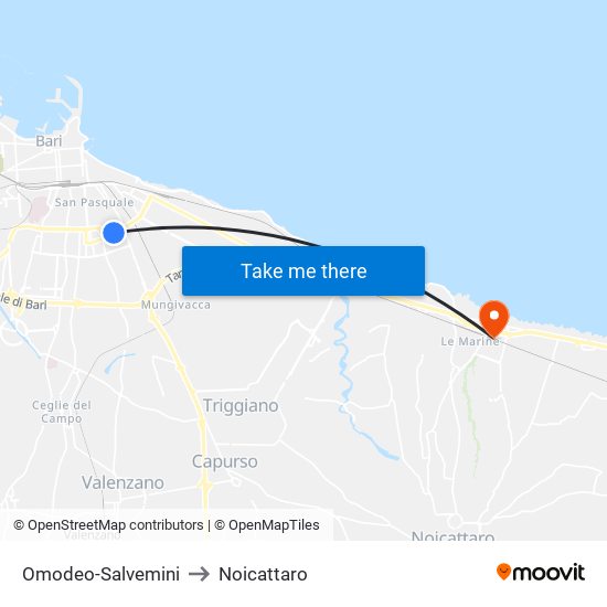 Omodeo-Salvemini to Noicattaro map