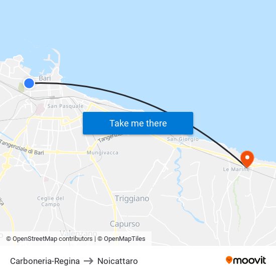 Carboneria-Regina to Noicattaro map