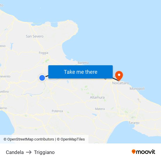 Candela to Triggiano map
