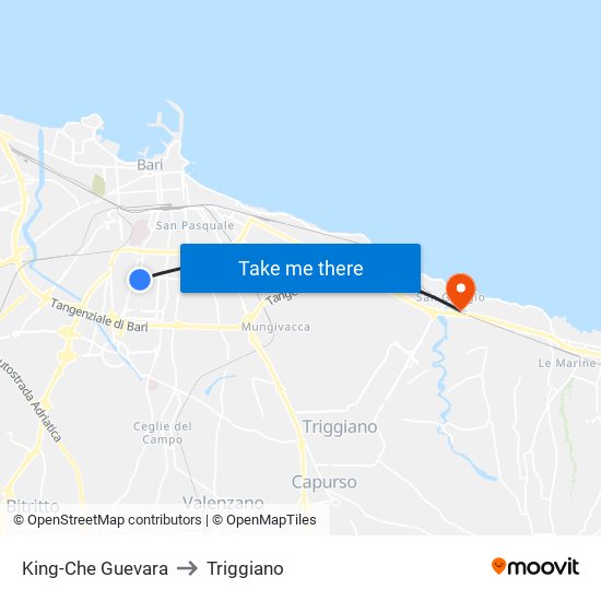 King-Che Guevara to Triggiano map