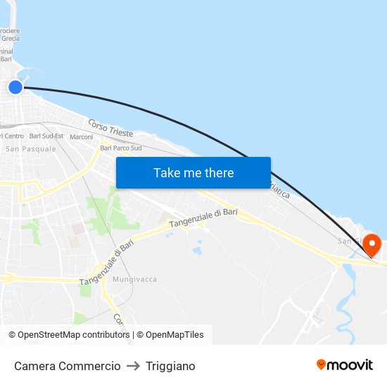 Camera Commercio to Triggiano map