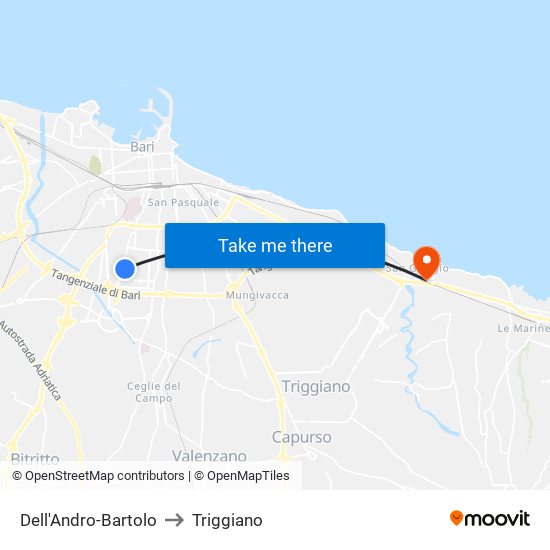 Dell'Andro-Bartolo to Triggiano map