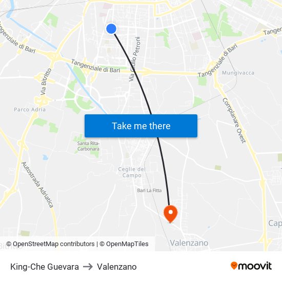 King-Che Guevara to Valenzano map