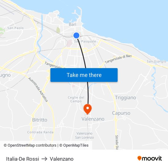 Italia-De Rossi to Valenzano map