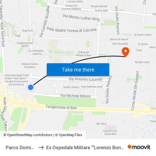 Parco Domingo to Ex Ospedale Militare ""Lorenzo Bonomo"" map