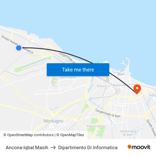 Ancona-Iqbal Masih to Computer Science Department map