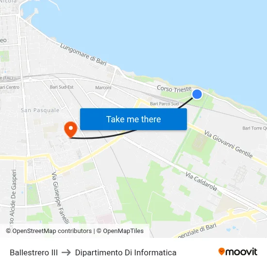 Ballestrero III to Computer Science Department map