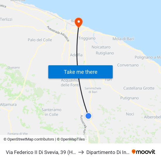 Via Federico II Di Svevia, 39 (Hotel Villa Duse) to Dipartimento Di Informatica map