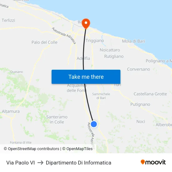 Via Paolo VI to Dipartimento Di Informatica map