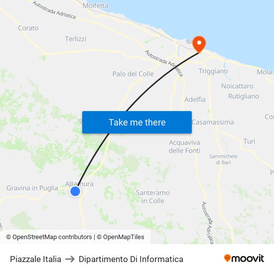 Piazzale Italia to Dipartimento Di Informatica map