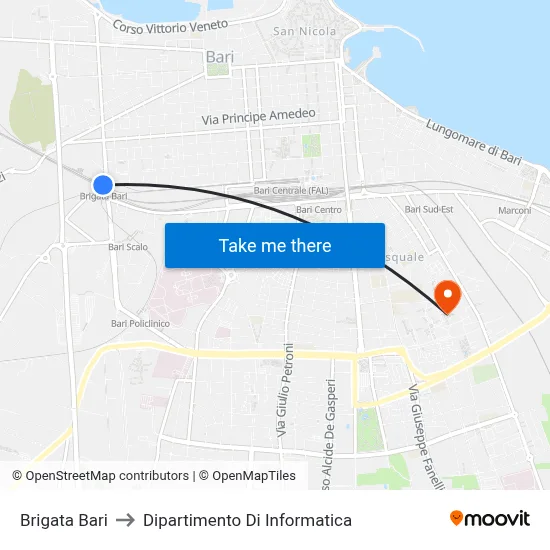 Brigata Bari to Computer Science Department map