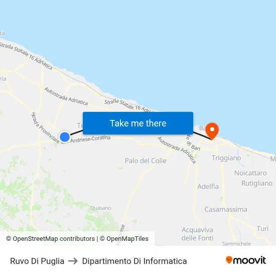 Ruvo Di Puglia to Computer Science Department map
