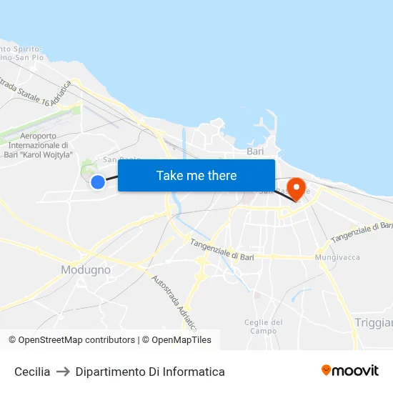 Cecilia to Computer Science Department map