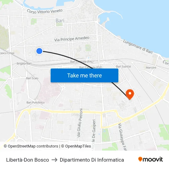 Liberty-Don Bosco to Computer Science Department map