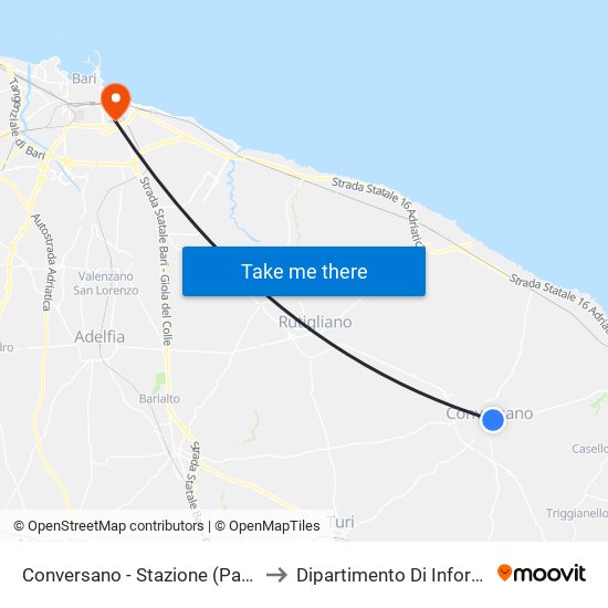 Conversano - Stazione (Padre Pio) to Dipartimento Di Informatica map