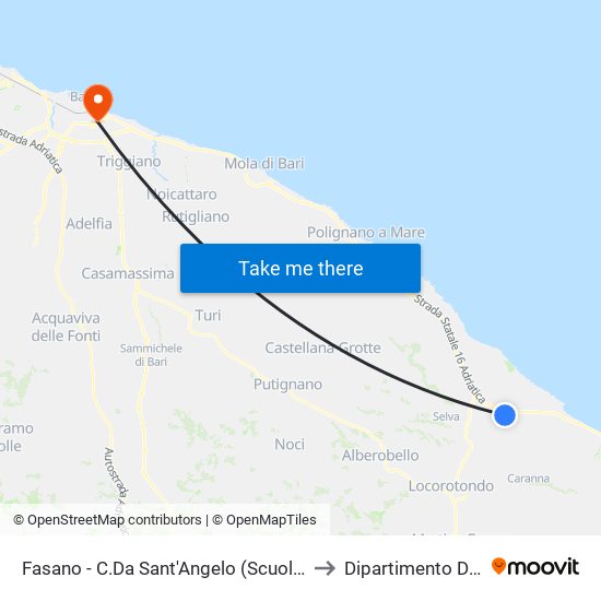 Fasano - C.Da Sant'Angelo (Scuola - Zona Industriale Sud) to Dipartimento Di Informatica map