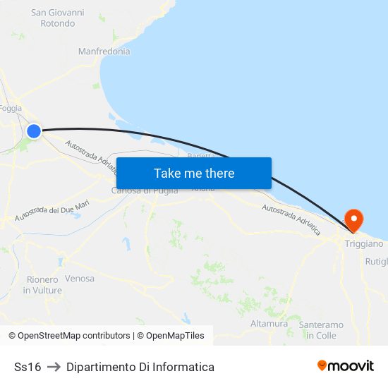 Ss16 to Dipartimento Di Informatica map