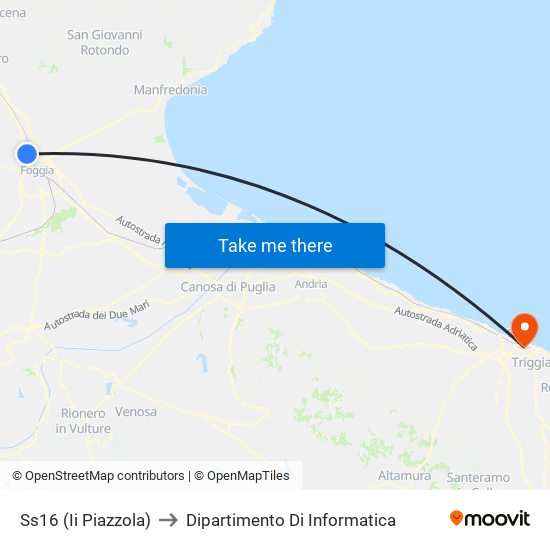 Ss16 (Ii Piazzola) to Dipartimento Di Informatica map