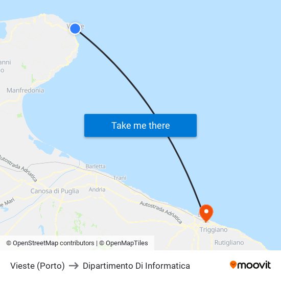 Vieste (Porto) to Dipartimento Di Informatica map