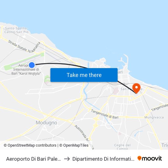 Aeroporto Di Bari Palese to Dipartimento Di Informatica map