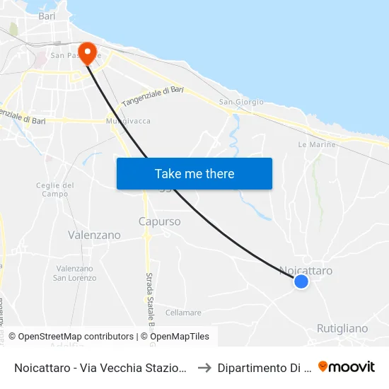 Noicattaro - Via Vecchia Stazione Fse (Fermata Fse) to Dipartimento Di Informatica map