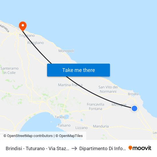 Brindisi - Tuturano - Via Stazione - 160 to Dipartimento Di Informatica map