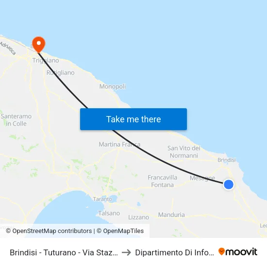 Brindisi - Tuturano - Station Street - 160 to Computer Science Department map