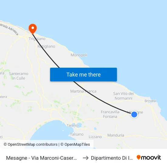 Mesagne - Via Marconi-Caserma Dei Carabinieri to Dipartimento Di Informatica map