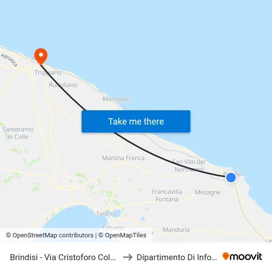 Brindisi - Christopher Columbus Street 130 to Computer Science Department map