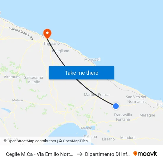 Ceglie M.Ca - Emilio Notte Street - Terminal to Computer Science Department map