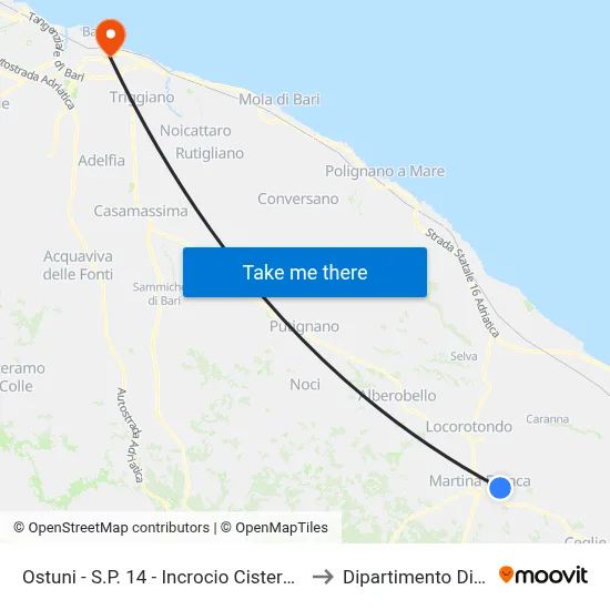 Ostuni - SP 14 - Cisternino Intersection - Ostuni Direction to Computer Science Department map