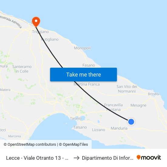 Ostuni - C.Da Picoco - Direzione S. Michele to Dipartimento Di Informatica map