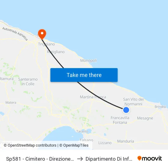 Torchiarolo - Via C. Colombo - Capolinea-Villetta Padre Pio to Dipartimento Di Informatica map
