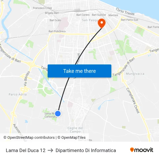 Lama Del Duca 12 to Computer Science Department map