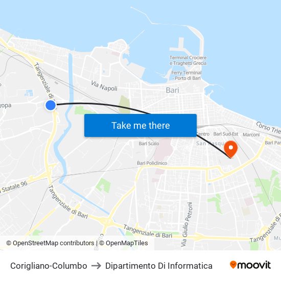 Corigliano-Columbo to Dipartimento Di Informatica map