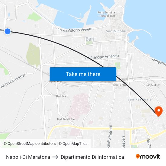 Napoli-Di Maratona to Dipartimento Di Informatica map